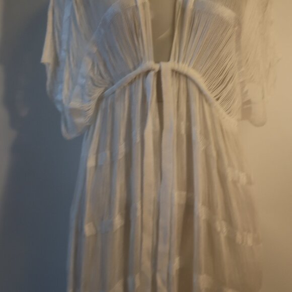 NWT Womens Michaela White Long Linguini Fringe Duster Dress OS * - Picture 5 of 12